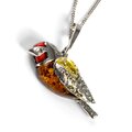 Click to view product details and reviews for Goldfinch Bird Necklace In Silver Coral And Amber 16 42cm.
