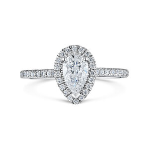 Pear Cut Diamond Halo Ring 087cts