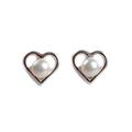 Click to view product details and reviews for Delicate Heart Stud Earrings In Silver And Pearl Default Title.