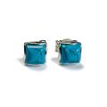 Click to view product details and reviews for Small Square Stud Earrings In Silver And Turquoise Default Title.