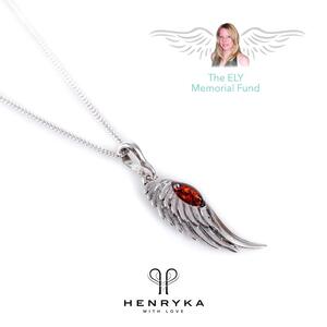 Angel Wing Necklace In Silver And Amber 16 42cm