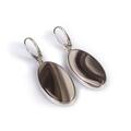 Click to view product details and reviews for Oval Drop Earrings In Silver And Striped Flint Default Title.
