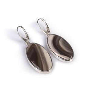 Oval Drop Earrings In Silver And Striped Flint Default Title