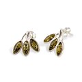 Click to view product details and reviews for Dwarf Palm Leaf Stud Earrings In Silver And Amber Default Title.