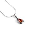 Click to view product details and reviews for Classic Teardrop Necklace In Silver And Amber Cognac 16 40cm.