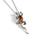 Click to view product details and reviews for Small Climbing Lizard Necklace In Silver And Amber Cognac 16 40cm.