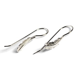 Small Feather Hook Earrings In Silver Default Title