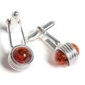 Click to view product details and reviews for Elongated Ball Cufflinks In Silver And Amber Default Title.