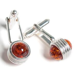 Elongated Ball Cufflinks In Silver And Amber Default Title