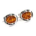 Click to view product details and reviews for Chunky Oval Centre Cufflinks In Silver And Cognac Amber Cognac.