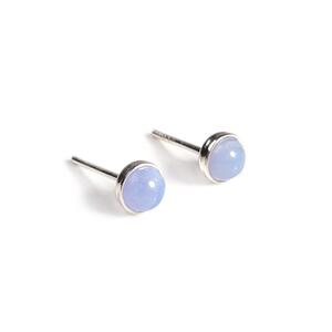 Small Round Stud Earrings In Silver And Blue Lace Agate Default Title
