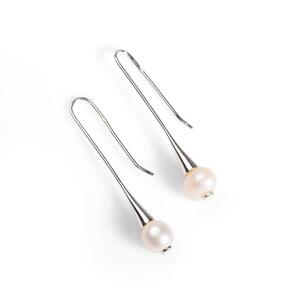 Elegant Open Hook Earrings In Silver And Pearl Default Title