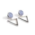 Click to view product details and reviews for Triangle Drop Earrings In Silver And Blue Lace Agate Default Title.
