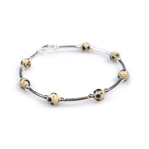 Bead Tube Bracelet In Silver And Dalmatian Jasper Default Title