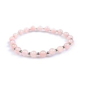 Stretch Bead Bracelet In Silver And Rose Quartz Default Title