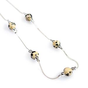 Delicate 5 Stone Necklace In Silver And Dalmatian Jasper Default Title