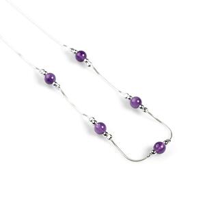 Delicate 5 Stone Necklace In Silver And Amethyst Default Title