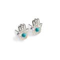 Click to view product details and reviews for Hamsa Hand Stud Earrings In Silver And Turquoise Default Title.