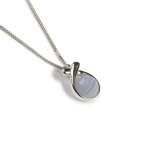 Sealed With A Kiss Necklace In Silver And Blue Lace Agate 16 42cm