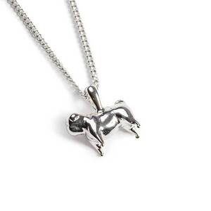 Miniature Pug Dog Necklace In Silver 16 42cm