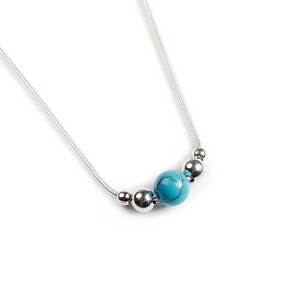 Delicate Single Stone Necklace In Silver And Turquoise Default Title