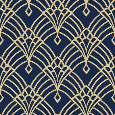 Waldorf Art Deco Wallpaper Navy / Gold World of Wallpaper 274447