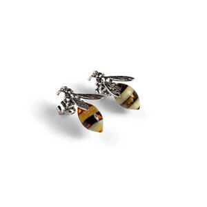 Hornet Bee Stud Earrings In Silver And Amber Default Title