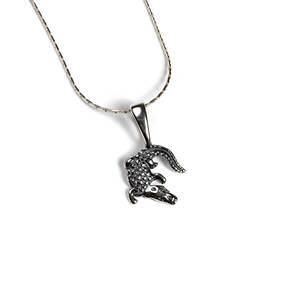 Miniature Silver Crocodile Necklace 16 42cm