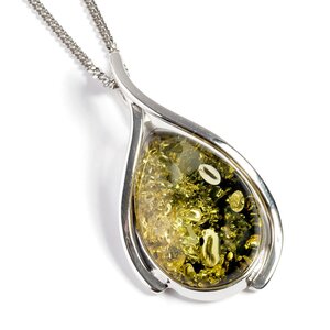 Baltic Green Amber Necklace Natural Designer Gemstone 16 42cm