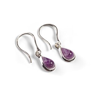 Teardrop Hook Earrings In Silver And Amethyst Default Title