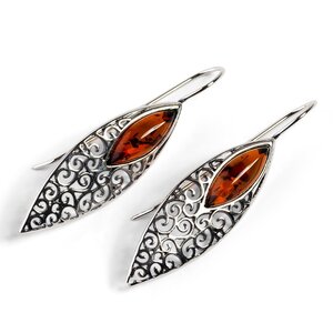 Vintage Inspired Hook Earrings In Silver And Amber Default Title