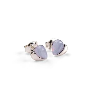 Miniature Heart Earrings In Silver And Blue Lace Agate Default Title