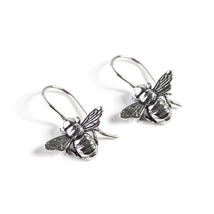 Cute Honey Bee Drop Earrings In Silver Default Title