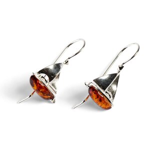 Sailboat Boat Yacht Drop Earrings In Silver And Amber Default Title