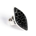 Click to view product details and reviews for Indonesian Black Fossil Coral Ring Natural Designer Gemstone Default Title.