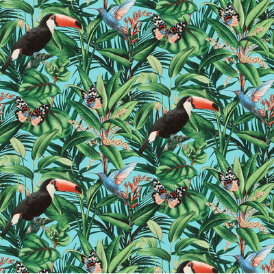 Paradisio 2 Jungle Birds Wallpaper Blue Erismann 10121-18
