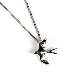 Miniature Swift Swallow Bird Necklace In Silver 16 42cm