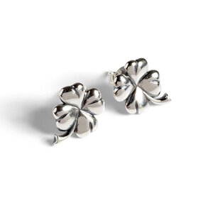 Lucky Four Leaf Clover Stud Earrings In Silver Default Title