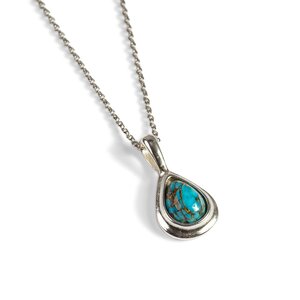 Classic Teardrop Necklace Silver And Copper Turquoise 16 42cm