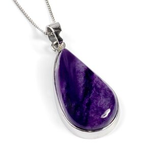 Oblong Russian Charoite Gemstone Necklace Natural Designer Gemstone 16 40cm