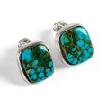 Click to view product details and reviews for Tibetan Turquoise Square Stud Earrings Natural Designer Gemstones Default Title.