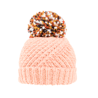 Stella Chunky Knitted Pom Pom Hat - Cream