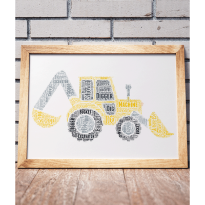 Personalised Digger Word Wall Art Picture Print Gift