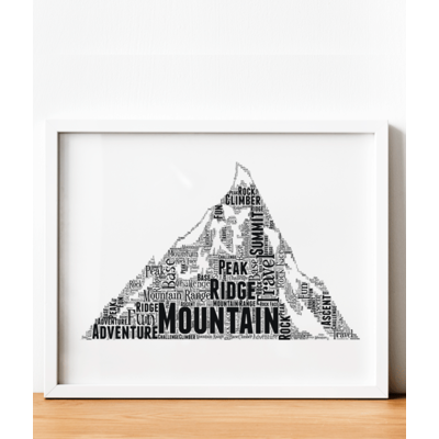 Personalised Mountain Shape Word Art Picture Print
