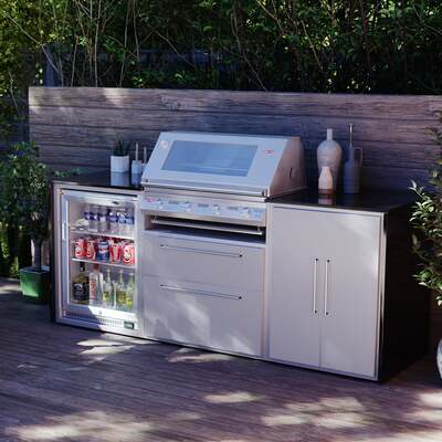 Profresco Signature S3000s 4 Burner Barbecue Trio Outdoor Kitchen - Silver Grey