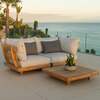 Alexander Rose Outdoor Sorrento Teak Lounge Sofa with Cushion and Coffee Table, Niebla