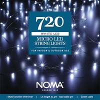 Noma Christmas White Micro String Lights With Green Cable - 360, 480, 720, 360 Bulbs