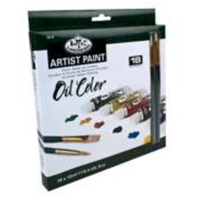 Pack Of 18 Essentials Range Artist Oil Paints And 2 Brushes