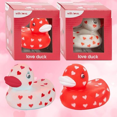 Red & White Rubber Love Duck Bath Valentines Toy - ONE OF EACH
