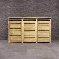 Triple Wooden Bin Store Wheelie Bin Storage Unit Lifting Lid